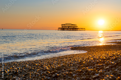 Brighton pier and beach, England