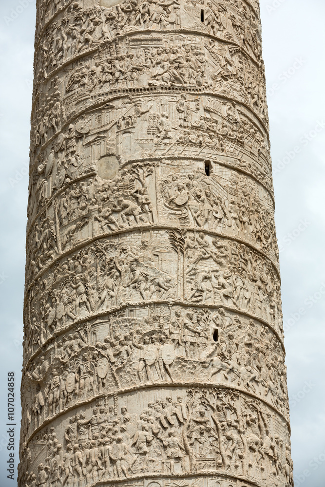 Column of Tajan . Roman triumphal column in Rome, Italy,