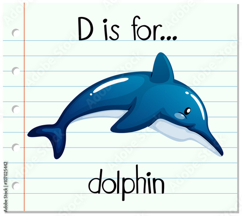 Flashcard letter D is for dolphin