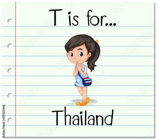 Flashcard letter T is for Thailand