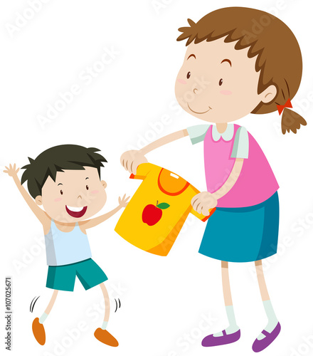 Mom helping little boy getting dress