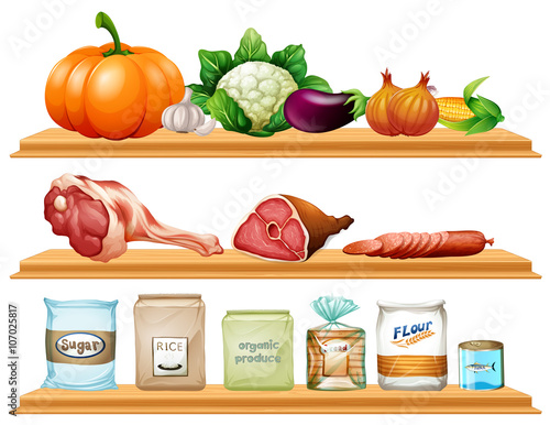 Food and ingredients on the shelf