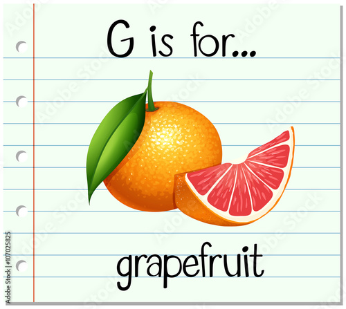  Flashcard letter G is for grapefruit