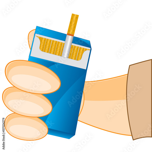 Cigarette pack in hand