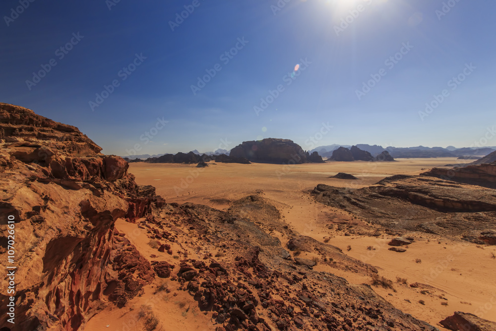 Fototapeta premium Desert landscape in Jordan, Wadi Rum