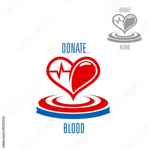 Heart with blood drop and heartbeat symbol