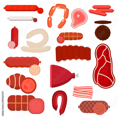 Beef or pork steaks, ribs, bacon and sausages