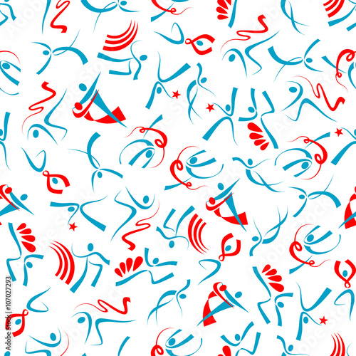 Gymnastics seamless pattern with dancing peoples