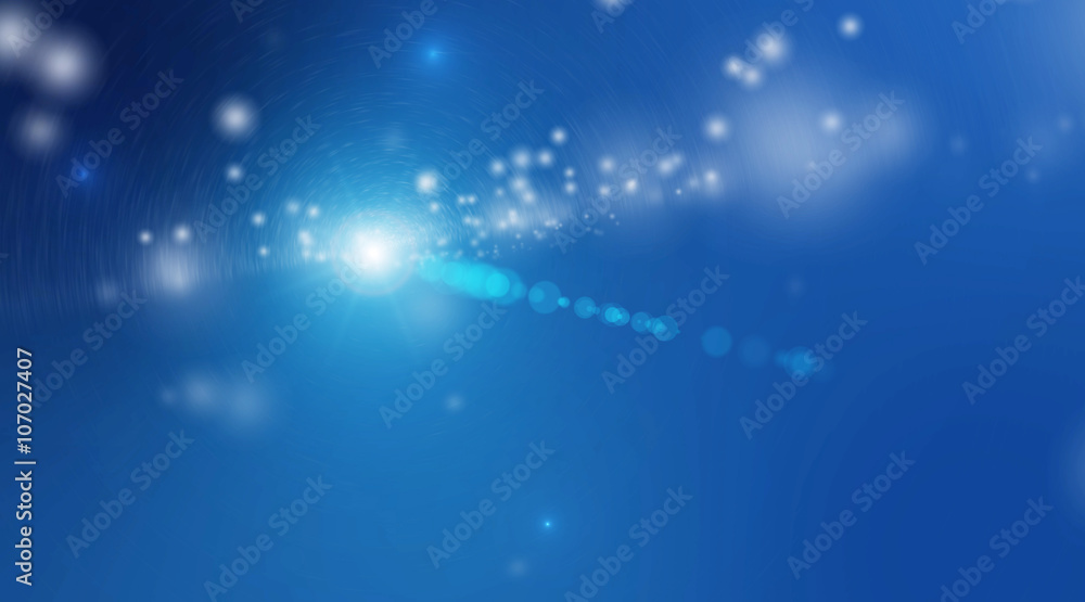 Naklejka premium Particle blue background and light ray.