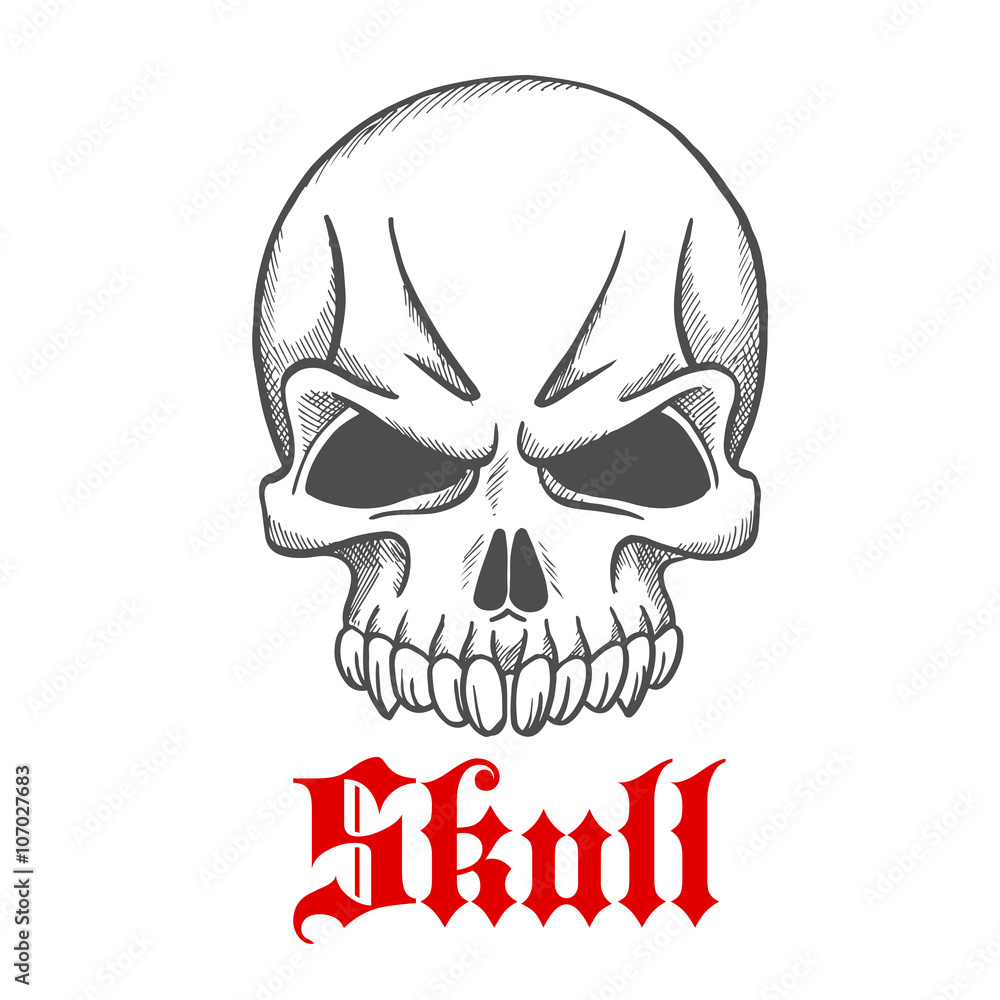 Angry gothic skull without jawbone Angry gothic skull without jawbone