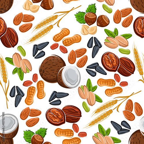 Nuts, seeds, legumes and cereal pattern © Vector Tradition
