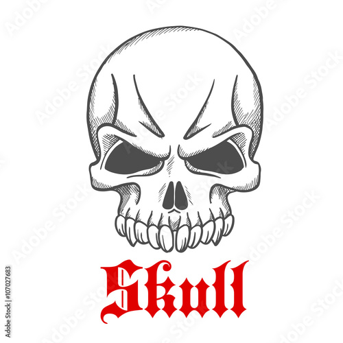  Angry gothic skull without jawbone