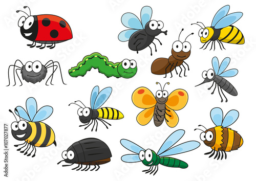 Colorful cartoon smiling insects characters © Vector Tradition