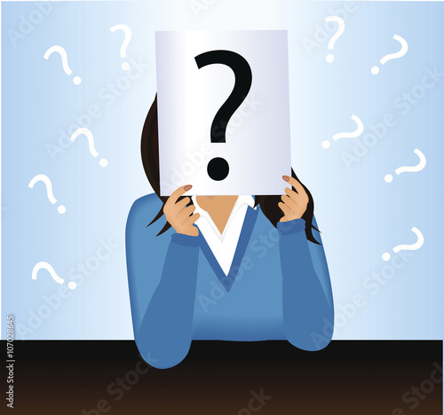 vector of businesswoman with question mark board.