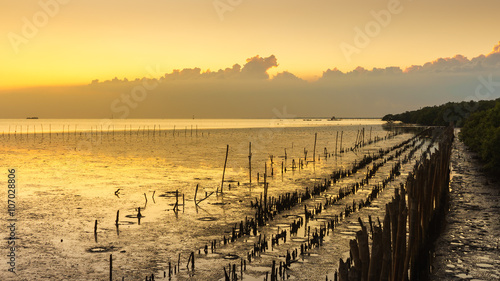 Evening Time from the sea in Samutprakarn Thailand