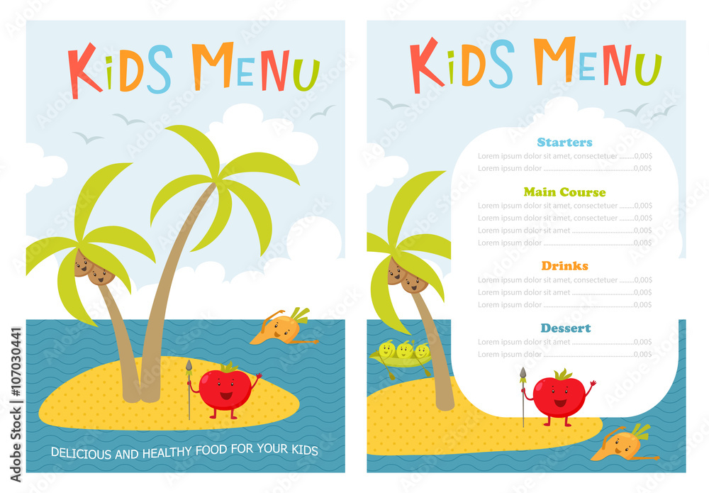 Naklejka premium Cute kids meny