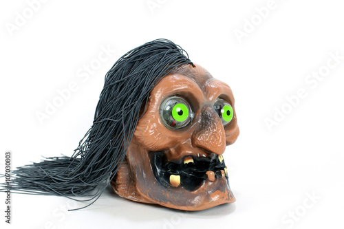 Rubber and Plastic Vintage Halloween Shrunken Head Decoration