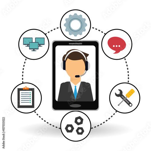 technical service and call center icon design, vector illustration