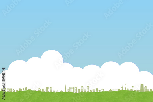 街並みと入道雲