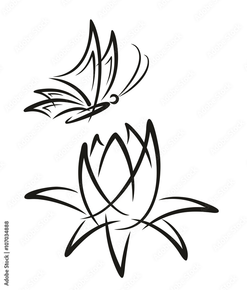 Flight of butterfly with flower. Flight of butterfly with flower.