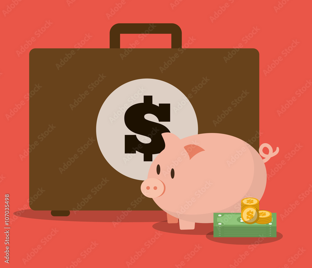 Money and suitcase icon design, vector illustration Money and suitcase icon design, vector illustration