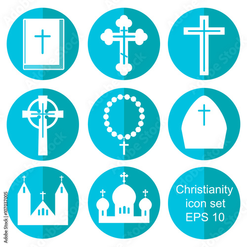 Christianity flat icons set