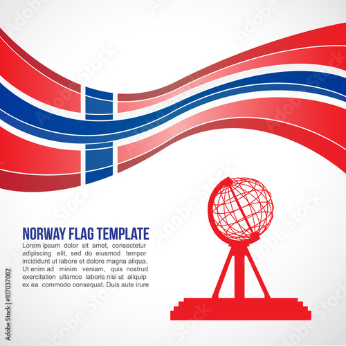Norway flag wave and The Globe At Nordkapp North Cape photo