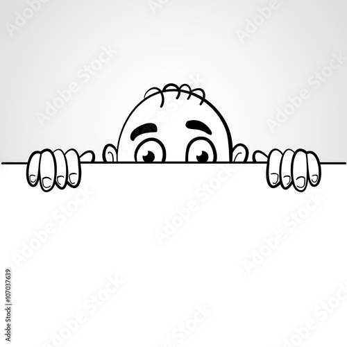 Line art illustration of a man peep