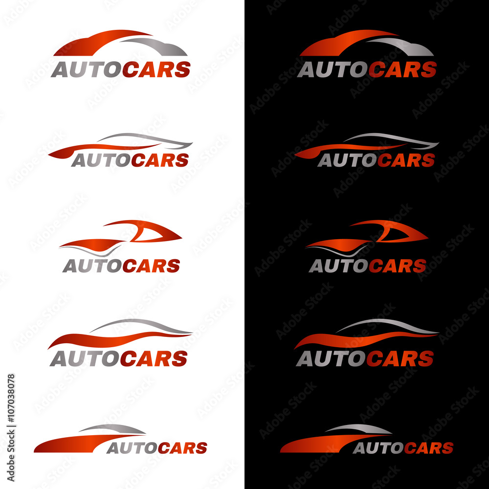 Gray orange car in black and white background Gray orange car in black and white background