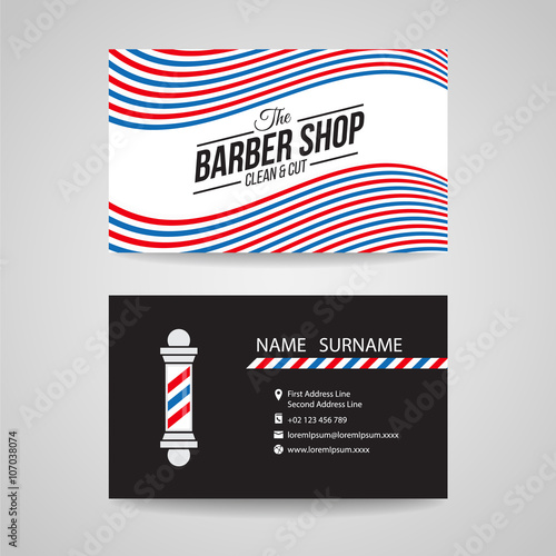 Business card - barber shop and barber pole design
