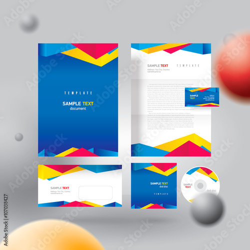 corporate identity design template colorful polygonal abstract t