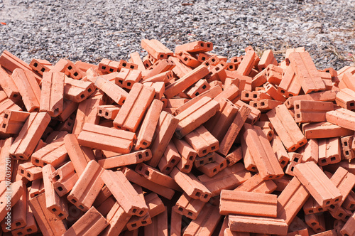 Pile of assorted bricks for building