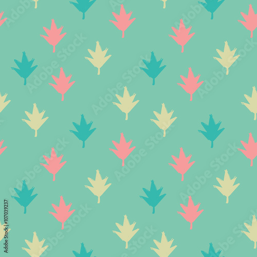 A seamless illustrated leaf background pattern 