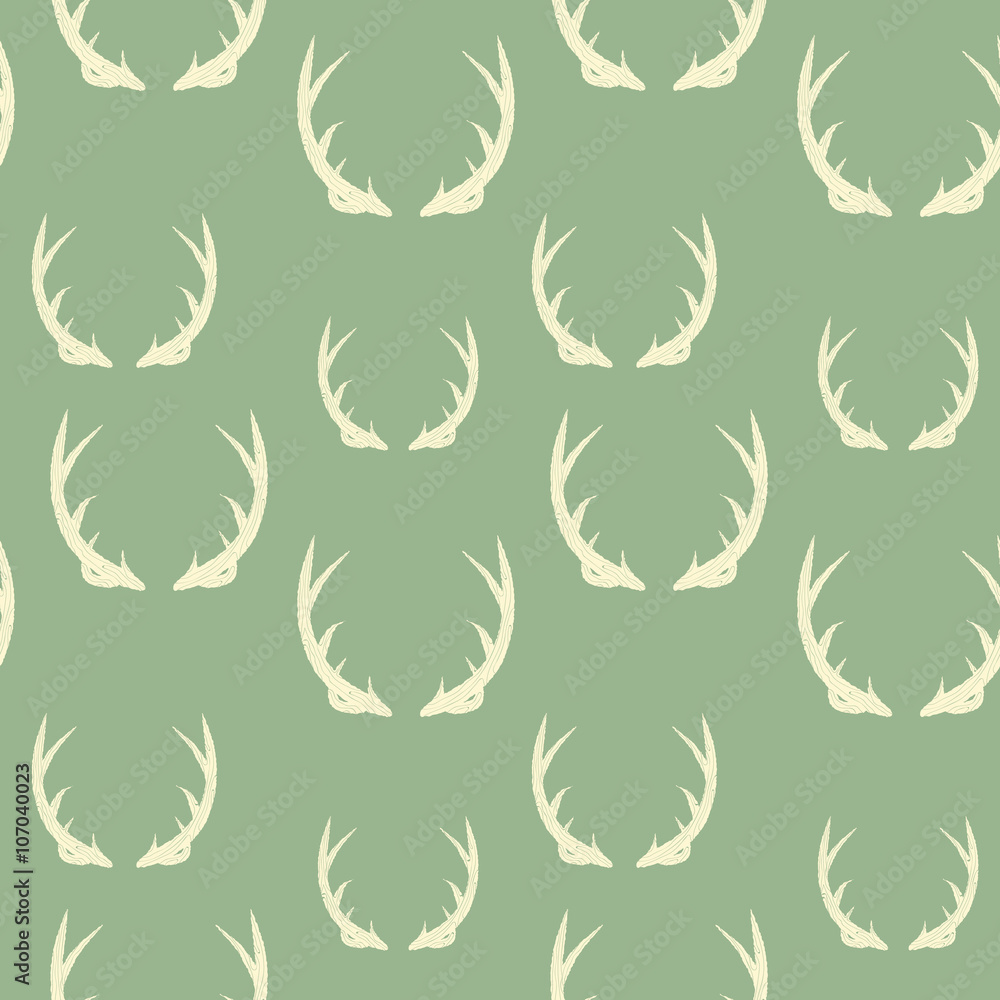 A seamless hand drawn set of antlers A seamless hand drawn set of antlers