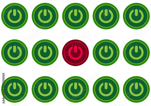Red button of swithing off