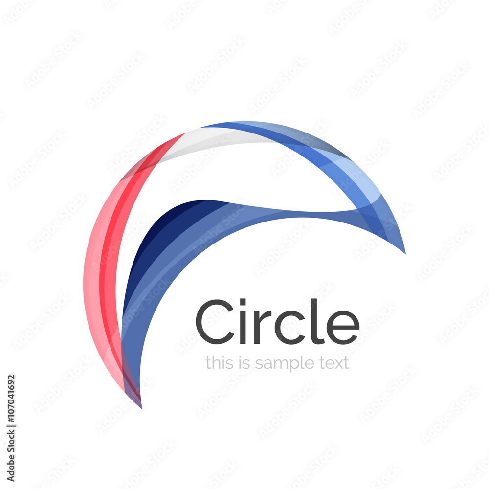 Circle logo. Transparent overlapping swirl shapes. Modern clean business icon Circle logo. Transparent overlapping swirl shapes. Modern clean business icon