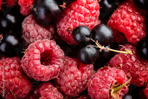  fresh berries on a wooden rustic tablel closeup photo