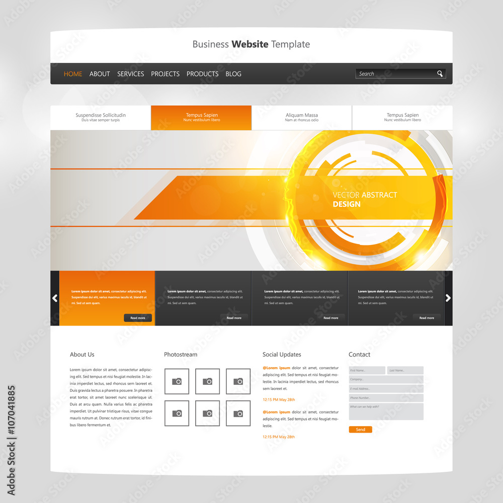 Modern web page template, vector. Modern web page template, vector.