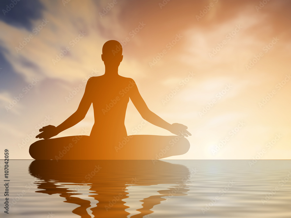 Silhouette young woman practicing yoga at sunset Silhouette young woman practicing yoga at sunset