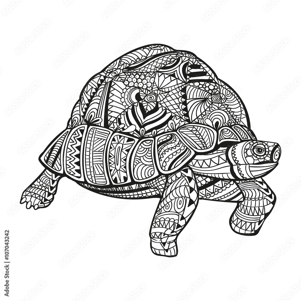Naklejka premium Vector Illustration of an Abstract Ornamental Turtle