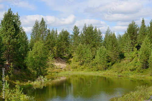 Fototapeta Naklejka Na Ścianę i Meble -  Small lake in the forest. Finland,  Lapland