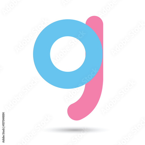 g font vector with blue and pink color on White background, Futu