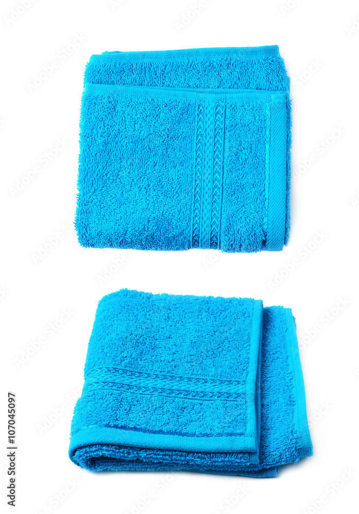 Single terry cloth towel isolated Single terry cloth towel isolated