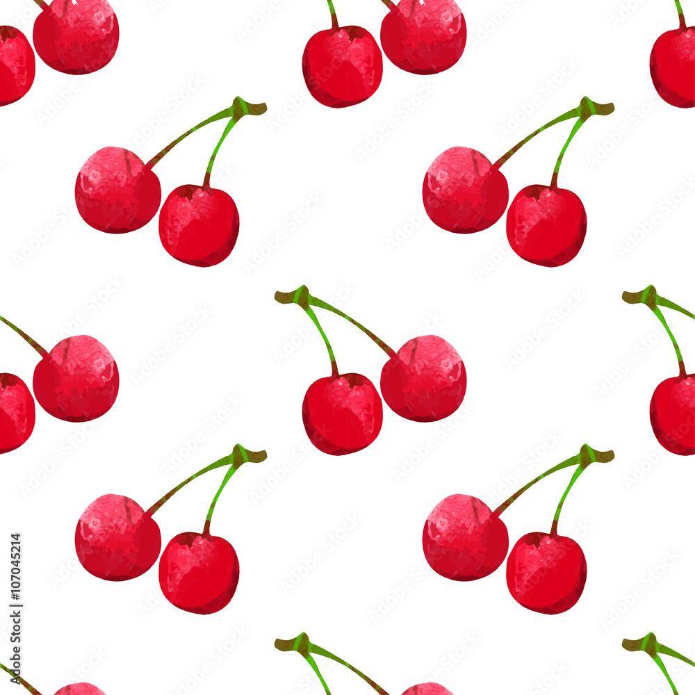 Seamless pattern with watercolor berry cherry Seamless pattern with watercolor berry cherry