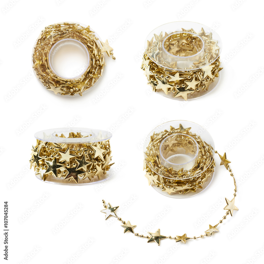 Star garland on a reel isolated