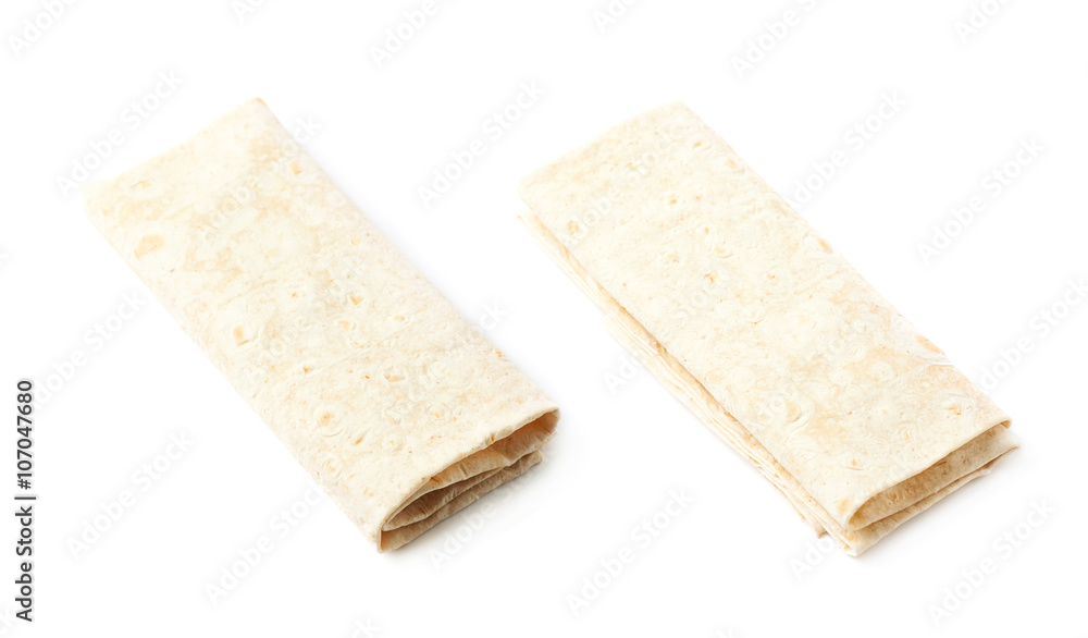 Thin armenian lavash bread isolated