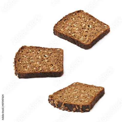 Black bread slice isolated