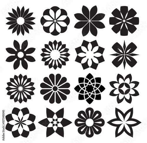 Vector Set of Graphic Flowers