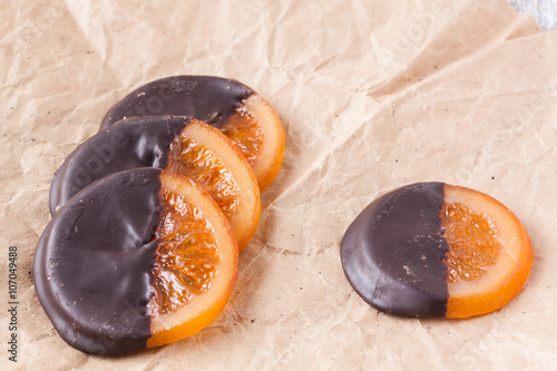 slices of orange coated chocolate