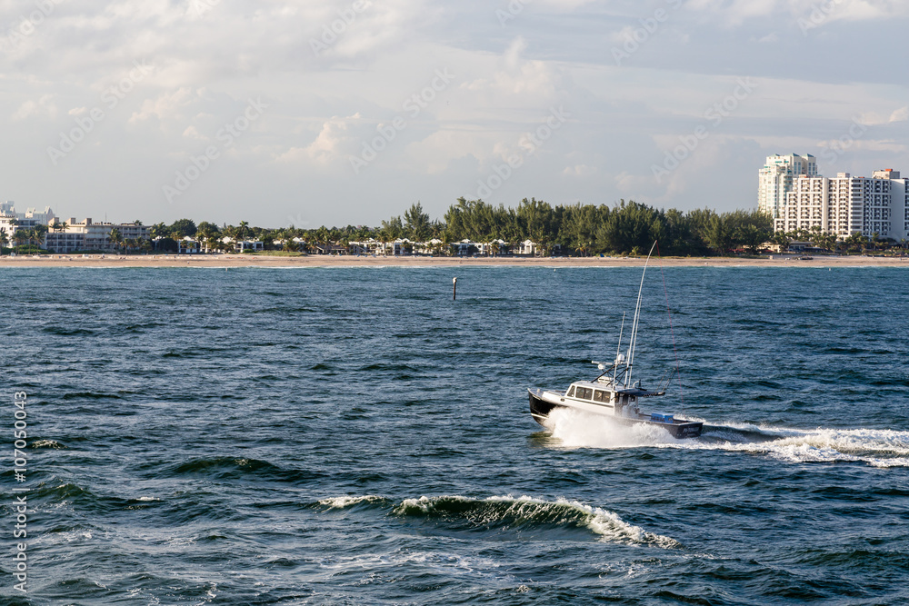 Fishing Boat Heading Toward Florida Shore Fishing Boat Heading Toward Florida Shore
